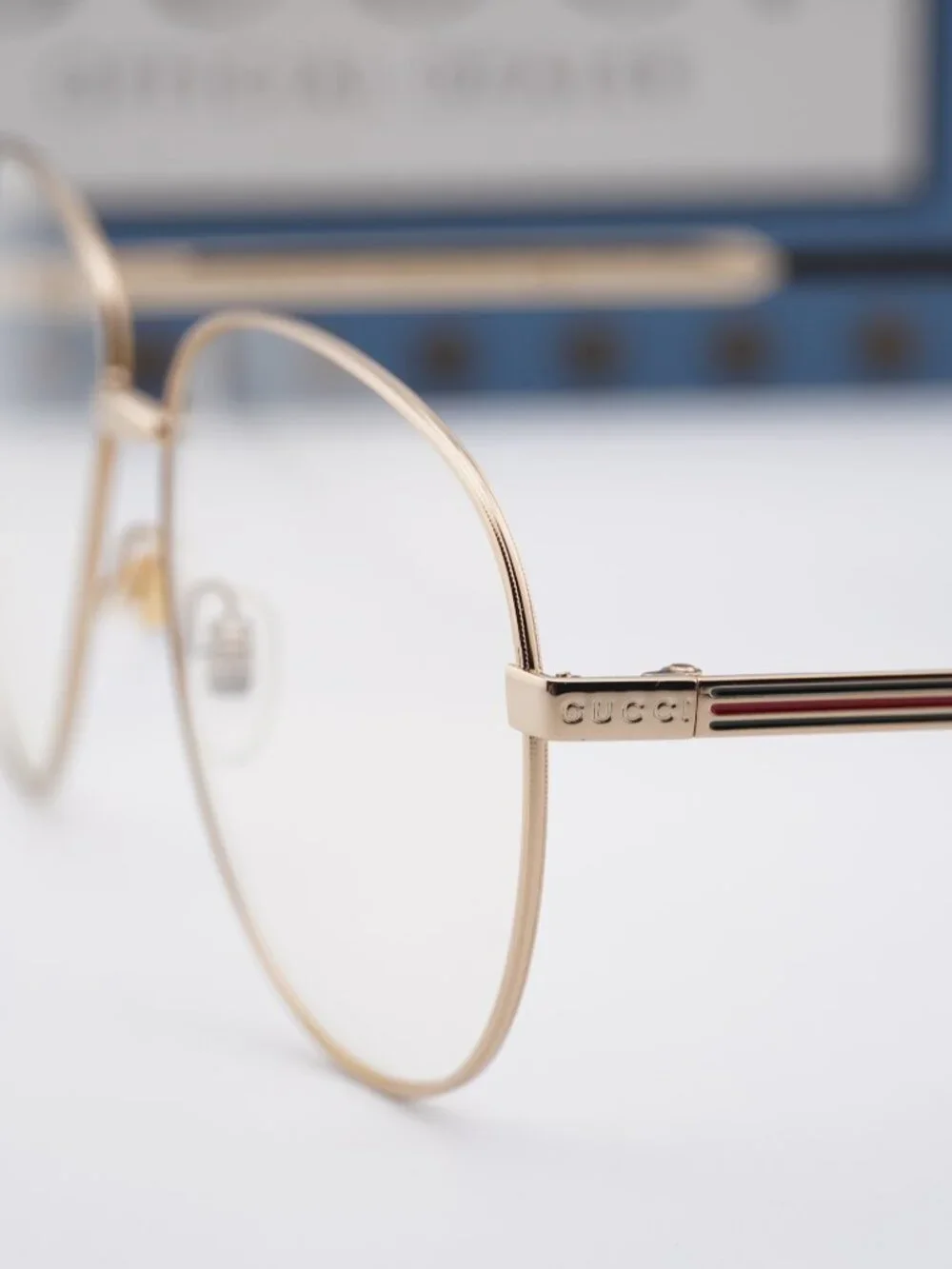 Gucci GG0138S 003 Women Aviator Sunglasses - Gold / Transparent